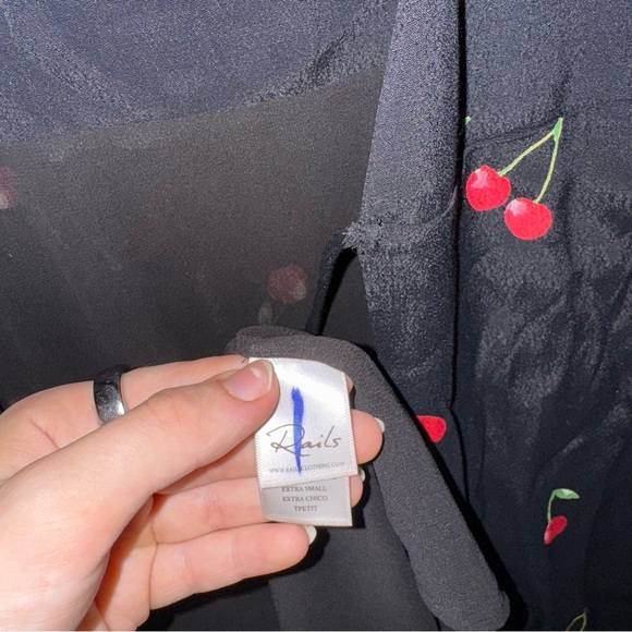 Rails Aimee Wrap Dress in Cerise Cherry Print Black - Picture 4 of 4